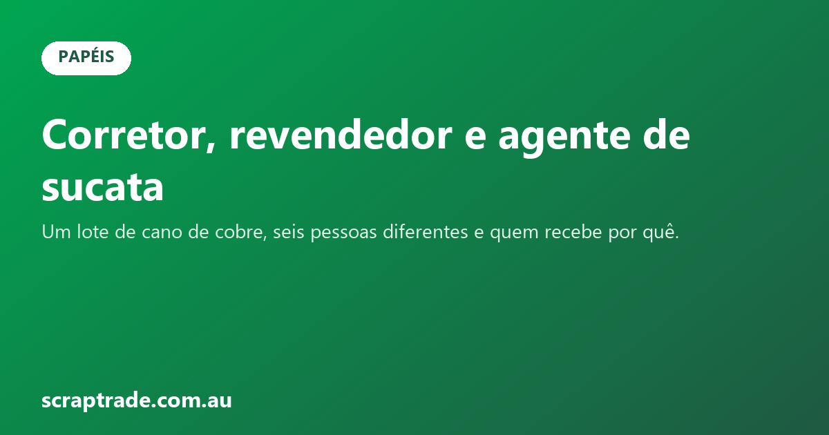 Corretor, revendedor e agente de sucata