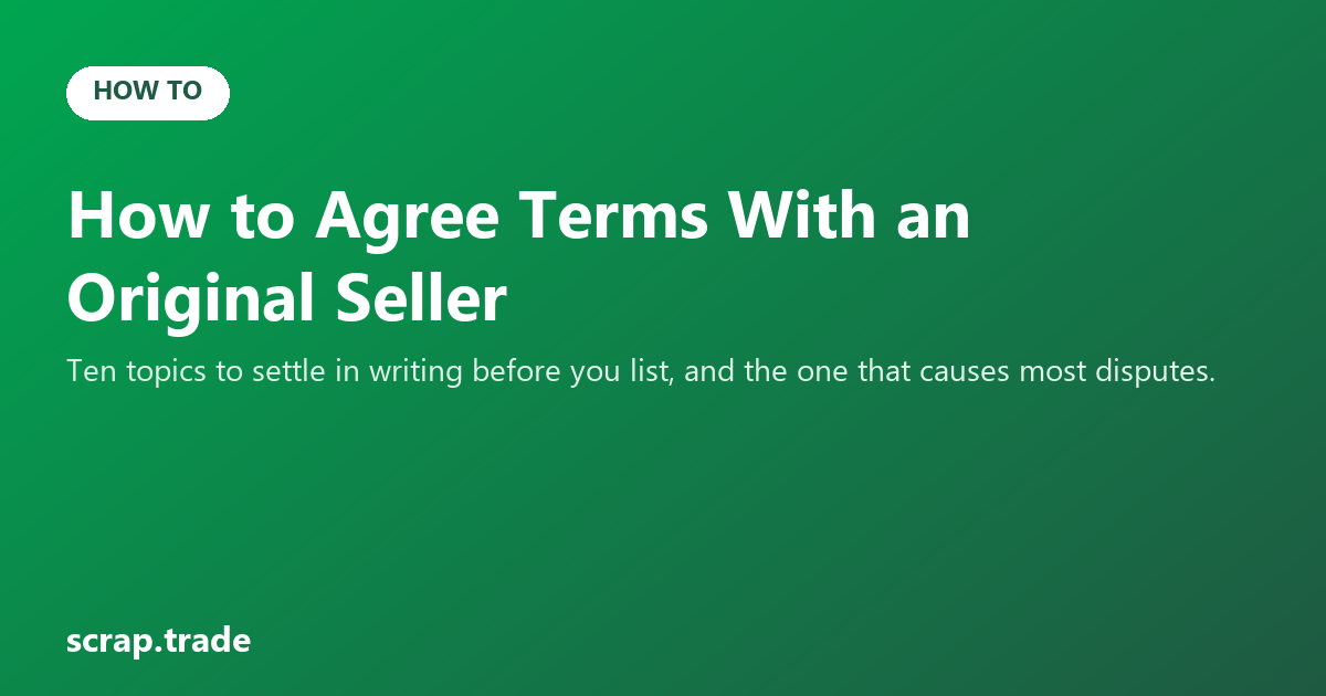 How to Agree Terms With an Original Seller