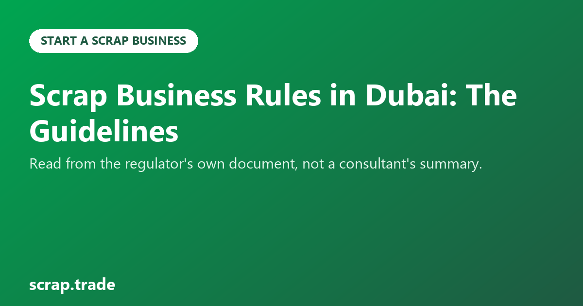 Scrap Business Rules in Dubai: The Guidelines